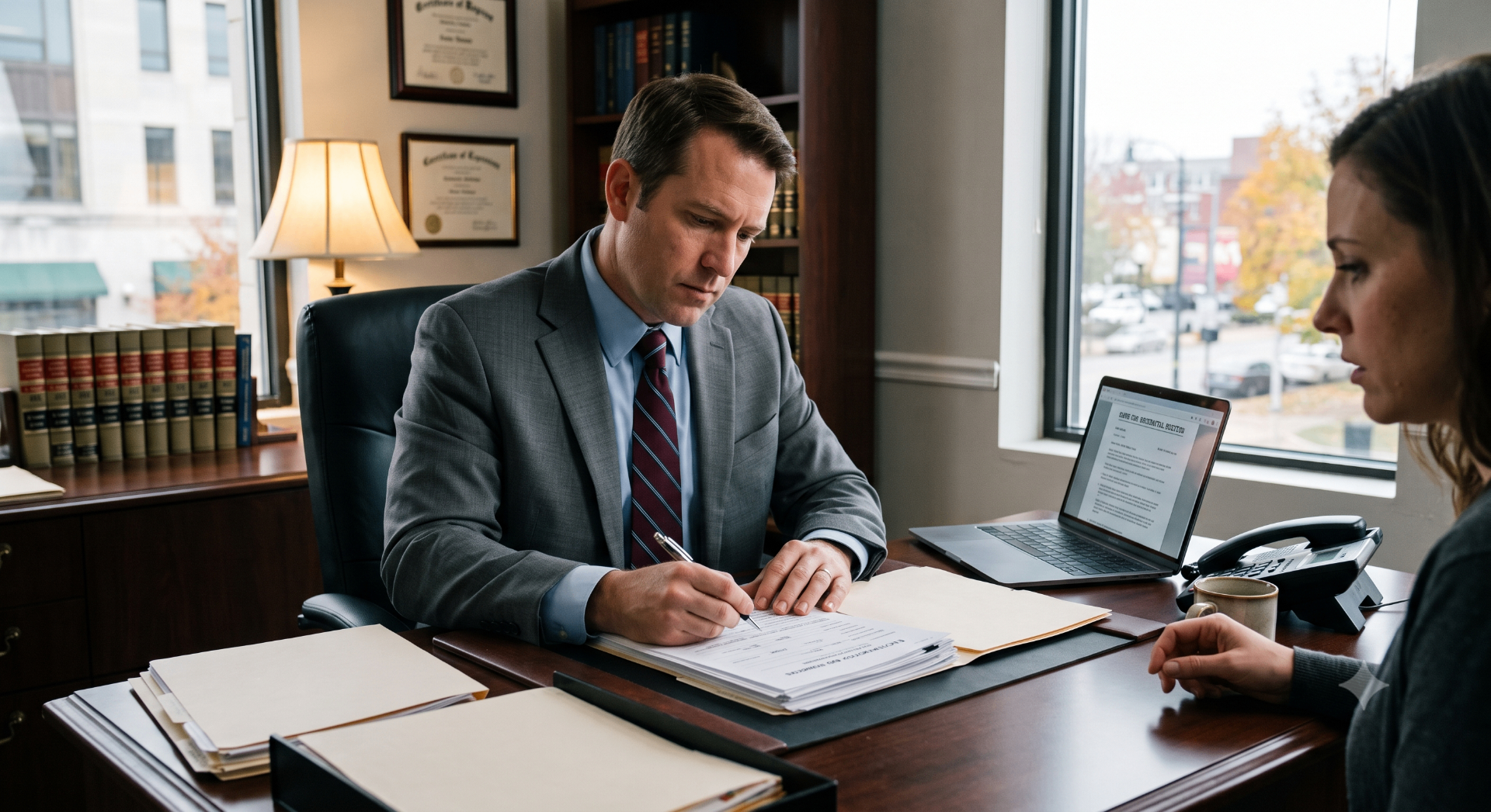 St. Louis eviction attorney reviewing a rent-and-possession petition with a landlord client